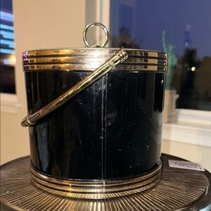 Shelton Vintage Black and Gold Ice Bucket with Handle